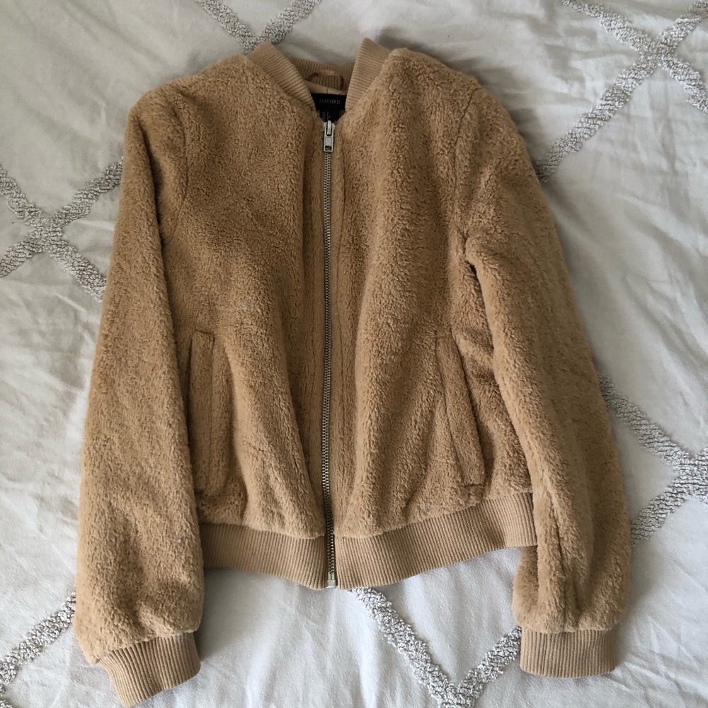 Faux Fur Bomber Zip up Jacket